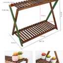 Wood Plant Stand Indoor Outdoor 2 Tiers Flower Stand Corner Stepped Planter Shelf Rack Flowerpot Holder for Plant Display in Patio Balcony Entryway Porch Livingroom (Classic X-Cross Design)