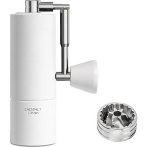 TIMEMORE Chestnut C3S Pro Manual Coffee Grinder, Stainless Steel S2C Conical Burr Coffee Grinder, Hand Coffee Grinder with Foldable Handle, Adjustable Grind Setting for Travel/Camping/Home, White