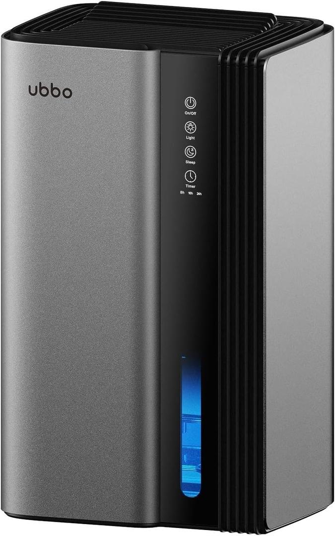 95oz Dehumidifiers for Home, 1000 Sq.Ft Dehumidifier with drain hose - Auto Shut Off, Timer, Sleep Mode & Drain Hose - 7 Color Light for Bedroom, Bathroom, RV - Grey