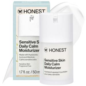 Honest Beauty Sensitive Skin Daily Calm Lightweight Moisturizer, Reduces Redness, Hydrates, Hypoallergenic, Fragrance-Free Vegan, 1.7 fl oz