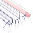 FCSOTSPS Shower Door Seal,4 PCS 3/8" x 77" Frameless Glass Door Side Seal and Shower Door Bottom Seal Door Sweep for 3/8 Inch Glass, Stop Shower Leaks Create a Water Barrier