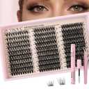 2 x Lash Cluster Natural Eyelash Cluster 300PCS D Curl Eyelashes Cluster Set-40/50/60D Lightweight lashes Clusters Extension, with Tweezers and Bond & Seal DIY Professional Eyelash Set (12-14-16-18mm)
