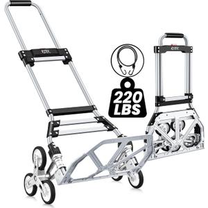 RJTEK Upgraded Version Stair Climber Hand Truck and Dolly, 220 Lb Capacity Stair Climbing cart Heavy-Duty Trolley Cart Heavy-Duty Luggage cart Stair Dolly Lightweight with Telescoping Handle