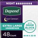 Depend Underpads XL, Disposable Incontinence Bed Pads for Adults, Slip Resistant, 36" x 30", 48 Count