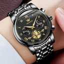 OLEVS Watches for Men with Date Luxury Big Face Waterproof Mens Wristwatch Analog Dress Two Tone Stainless Steel Man Watch Luminous Relojes De Hombre Calendar(Green/Blue/Black Dial