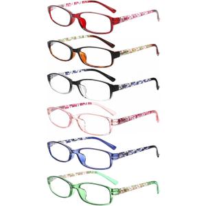 NORPERWIS 6 Pack Ladies Reading Glasses for Women Blue Light Blocking Spring Hinge Fashion Eyeglasses Readers for Women (Mix Color-2, 3.00, Multiplier_x)
