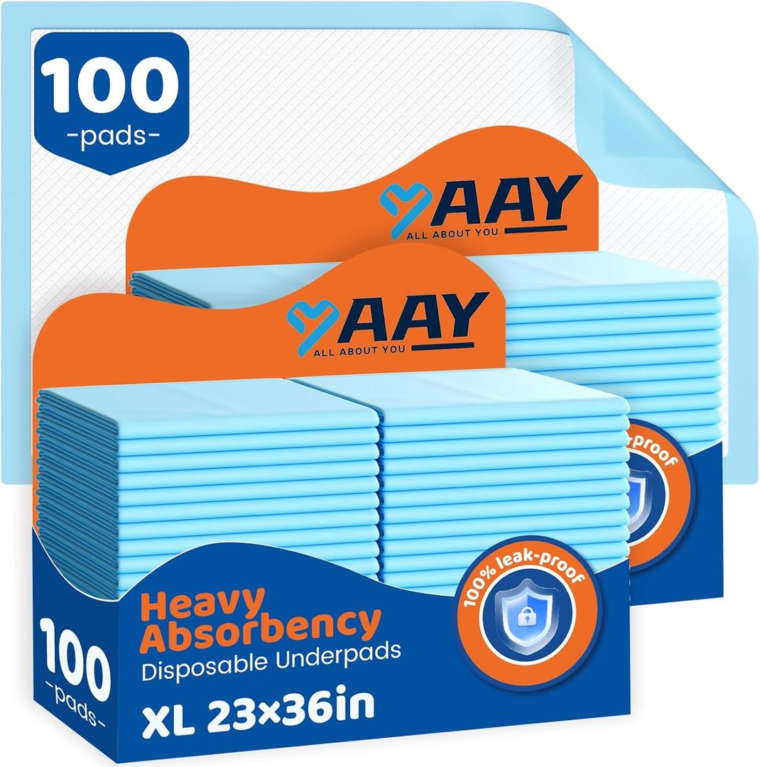 100 Count Disposable Beds Pads 23"x36",Premium Adults Incontinence Chucks Underpads,Super Absorbent Waterproof Pee Pads,Extra Large Puppy Training Pad,Baby Changing Pad