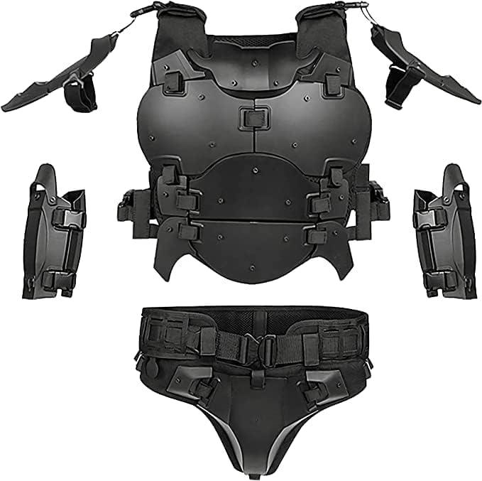 Zhongren Airsoft Vest Armor Cosplay Vests Adjustable Tactical Molle Chest Protector Set Paintball Combat Gear Costumes (Black)
