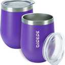 BJPKPK 2 pcs 12oz Insulated Tumblers, 12oz Double Wall Vacuum Coffee Mugs with Lid, Unbreakable Stainless Steel Glasses, Insulated Coffee Cups for Home & Outdoor, Dark Purple