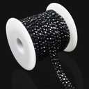 PEARLY JUN 3 Yards 3 Rows Black Rhinestone Chain Bling Crystal Trips Diamond Applique Silver Fringe Trim for Crafts Dress Applique Clothing Sewing Embellishments