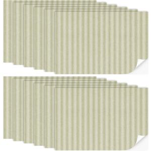 Flutesan 12 Pcs Miniature Dollhouse Wallpaper and Flooring Peel and Stick Mini DIY Self Adhesive Dollhouse Accessories 8.27 x 11.69 Inch (Vintage Stripes)