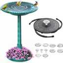 AISITIN 28 Inch Bird Bath with 3.5W Solar Fountain for Outside, Polyresin Pedestal Bird Baths for Outdoor Garden Courtyard Decoration, Weather-Resistant Birdbaths with 20" Bowl & 8 Nozzles, Green