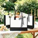 Canvas Tote Bags Bulk with Handles, Waterproof Reusable Blank Grocery Bags with Ribbon Large Canvas Tote