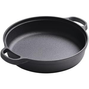 Cast Iron Skillet with 2 Handle, 22cm/25cm Rounde Mini Flat Bottomed Frying Pan for fried steakBread, Baking,Pizza, Outdoor Cooking, Camping, Grill, Stovetop, Oven Safe Cookware (8.7 x 8.7 x 1.78 in)