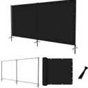 6'x12' Privacy Fence Sets with Iron Poles Outdoor Mesh Shade Net Cover Temporary Fencing Metal Fence with Ground Spikes for Patio Backyard Chicken Graden Pool, Black