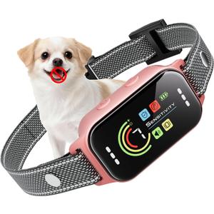 JEUJE Dog Bark Collar,Bark Collar for Large Medium Small Dogs, Anti Barking Training Collar with 7-Level Sensitivity + 5 Safety Modes Humane Training System-Pink