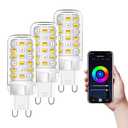 WiFi G9 Smart Bulb, LED Light Bulb, 3.5W=40W, Compatible with Alexa Google Home, Dimmable, RGBCW, Tunable White(2700k-6500k), 2.4GHZ WiFi Only, Smart LED Bulb Remote Control, No Flickering, 3P