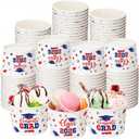 Nuanchu 100 Pack 9 oz Graduation Ice Cream Cups, Congrats Grad Disposable Dessert Bowls, Class 2026 Paper Snack Soup Cups for Hot or Cold Food Graduate Party Supplies(Graduation 2026,Red Blue)