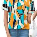 DeXianLai Long Tshirts for Women for Leggings Roll Sleeve Round Neck Shirts Summer Top Floral Fashion Basic Tee Print XL