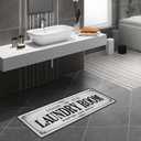 ROMAMIGO Grey Runner Rug, Farmhouse Kitchen Floor Mat, Non Slip Laundry Room Decor, Large (20 X 47 inch)