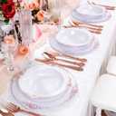 100PCS Rose Gold Plastic Bowls - 12 oz Disposable Salad Bowls - Heavy Duty Disposable Soup Bowl - Fancy Plastic Ice Cream Bowl for Weddings Parties Catering Picnics