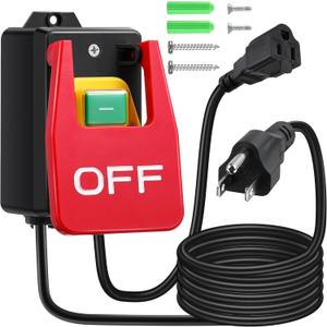 Dreyoo 1 Pack 120/230V Single Phase On/0ff switch, 120V 2HP Router Table Switch with Large Stop Sign Paddle Easy Contact for Fast Power Off for Table Saw and Other Electrical Equipment (1 Female Plug)