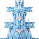 Generic 3-Tier Frozen-Themed Dessert Stand, Blue, Paper, Rectangular, Tiered Tray, Frozen Theme, Classic, Matte Finish, Holds 24 Cupcakes