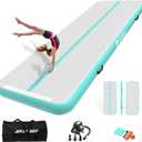 AKSPORT Inflatable Gymnatsics Mat Tumble Track, Air Tumbling Mat with Air Pump for Home Use/Training/Cheerleading/Yoga, Mint Green (10ftx3.3ftx4inch)