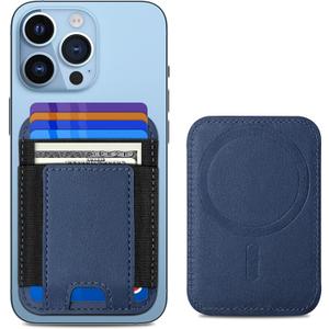 Upgraded for Magsafe Wallet, Strongest Magnetic Wallet, for iPhone Walle t Magsafe with 2 Card Slots, Magnetic Card Holder for iPhone 17/16/15/14/13/12 Series, Vegan Leather, Fit 7 Cards, Navy Blue