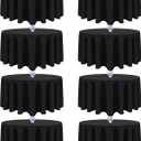8 Pack Black Round Tablecloths 120 Inch Round Table Cloth, Wrinkle Resistant Washable Polyester Fabric Table Cloth Round Table Cover for Dining Banquet Wedding Party