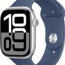 Apple Watch Series 10 [GPS 46mm case] Smartwatch with Silver Aluminium Case with Denim Sport Band - S/M. Fitness Tracker, ECG App, Always-On Retina Display, Water Resistant
