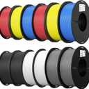 Creality 12 Pack PLA 1.75mm Filament Bundle for 3D Printing with No-Tangling Strong Bonding and Overhang Performance, Accuracy +/- 0.02mm (Black,White,Grey,Blue,Red,Yellow)