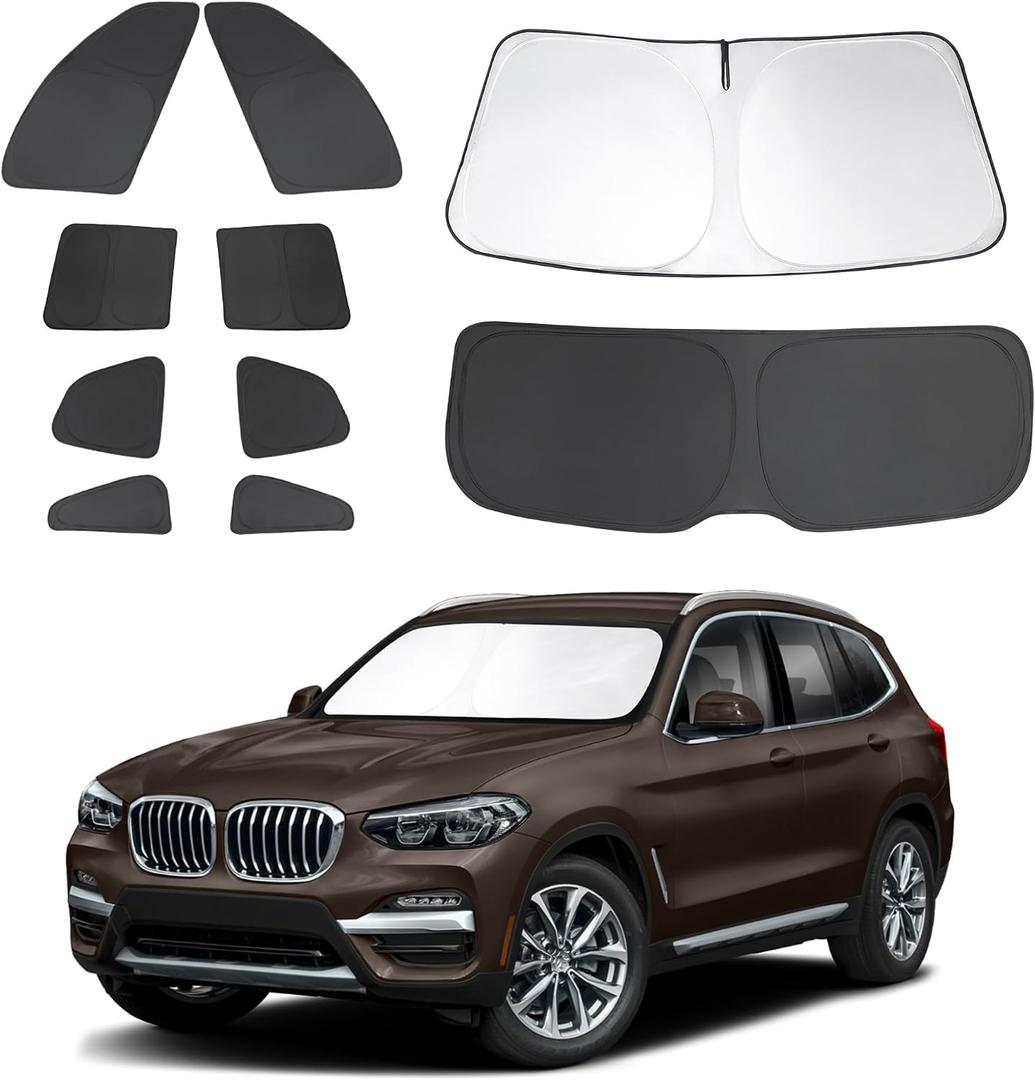 10PCS Window Shades for 2018-2024 BMW X3 Accessories Foldable Sunshade Side Rear Window Shade Cover Full Set Privacy Protection Keeps Car Cool