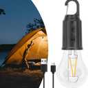 Battery Operated Rechargeable LED Lights Bulbs 2w 2700k Soft White Outdoor Waterproof,3 Light Modes,Vintage Candle Shape,for Gazebo Chandelier,Camping,Backup,Pergola,1pack USB Cordless Bulb