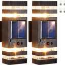 2 Pack Solar Outdoor Wall Lights with 3-Mode Motion Sensor Outside Sconces Up Down Solar Porch Light Fixtures 3000K 500LM Dusk to Dawn Modern Exterior Wall Lamp for House Garage Front Door