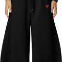 Aelfric Eden Super Baggy Barrel Sweatpants Casual Wide Leg Pants Elastic Waist Lantern Trouser Unisex (Medium, Black)