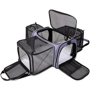 BAGLHER Cat Carrier Bag,Airline Approved Pet Carrier Soft Side Pet Travel 5 Sides Open Doors 3 Sides Expandable Foldable Dog Carrier with Fleece Pad