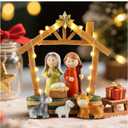 6.3" Nativity Scene with Lights - Hand Painted Nativity Sets Resin Figure, First Christmas Story Decoration Holy Family Manger Little People Nativity Set for Indoor Mantle Shelf Tabletop