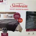 Sunbeam Luxurious Velvet Plush King Heated Blanket with 10 Heat Settings, Auto-Off, 2-Controllers