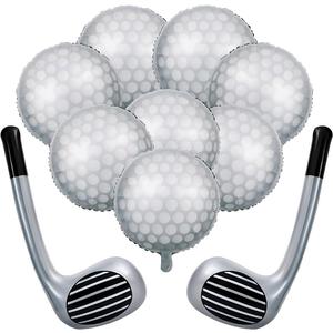 10Pcs Golf Balloon Sports Party Decorations Include 8pcs 18'' Ball Balloons 2Pcs Golf Club, Golfs Balloons Birthday Graduation Party Supplies