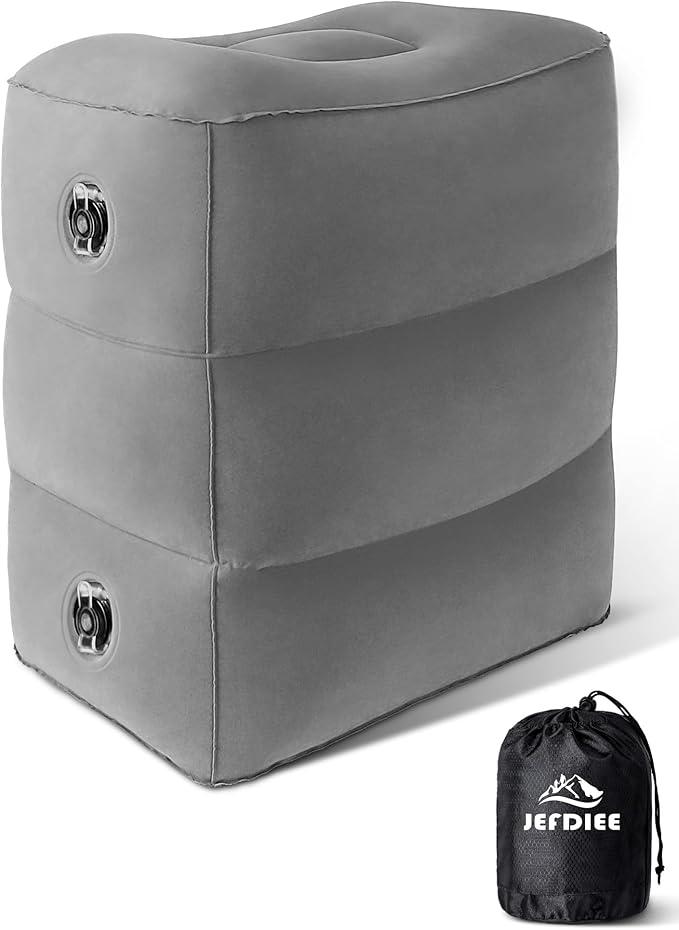 JEFDIEE Inflatable Foot Rest Pillow for Air Travel,  Portable Leg Pillow Bed for Kids and Toddlers, Travel Foorest Pillow for Airplanes, Cars, Trains, Office