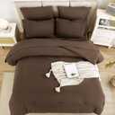 Litanika California King Comforter Set Brown - 7 Pieces Bed in a Bag Cal King Bedding Comforter Sets, Plain Lightweight Bed Set with Comforter, Sheets, Pillowcases & Shams