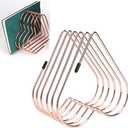 Watris Veiyi Files Folder Stand, Desktop Iron Storage Rack, Book Record Holder, Desktop Album Storage Rack, Vinyl Record Stand Holder, 5 Slot Heart Shaped File Holder for Desk (Rose Gold)