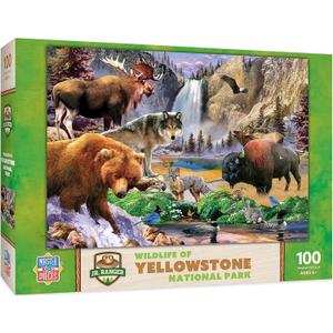 MasterPieces  100 Piece Jigsaw Puzzle for Kid 6+ Years, Wildlife of Yellowstone National Park, Educational and Fun Game, Gift Idea for Children, 19" x 14"