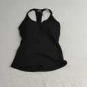 V Neck Racer Back Tank Top for Women Padded Ribbed Long Tank Fitted Basic Cami Tops (Large, Black)