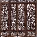 Room Divider Wood Floor Screen - Kamal Antique Brown - 4 Folding Panel 72 x 80 - Hand Carved Portable Reversible Functional Freestanding Boho Small Spaces Decorative Privacy Partition - COTTON CRAFT