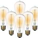 Jslinter 6-Pack Edison Light Bulb, Warm White 2200K Old Fashioned Incandescent Light, 60 Watt Dimmable ST58 Antique Vintage Style Light, Clear Glass e26 Base(60w/110v)