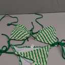 Women's Striped Halter Bathing Suit High Waisted Triangle Colorblock Swimsuit Bikini Set (Medium, Green)