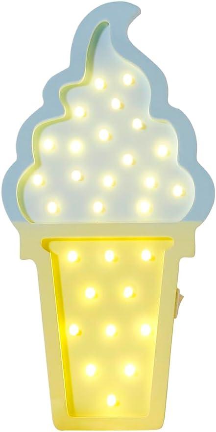 Ice Cream Valentine Romance Atmosphere Light, Party Wedding Birthday Party Decoration Kids' Room Battery Operated LED Night Lights (Blue and Yellow)