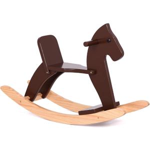 Kids Wooden Rocking Horse, Boy and Girs Ride-On Toy with Foot Pedal, 31.5*9.8*20.5